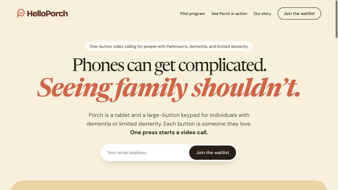 HelloPorch website homepage